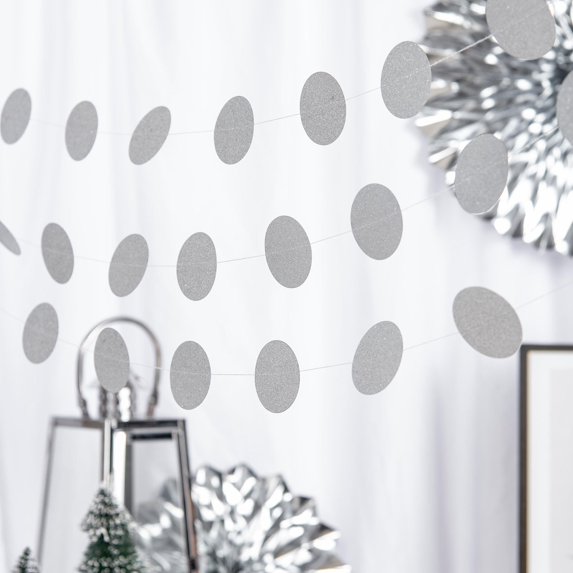 Efavormart Set of 3 Silver 90" Circle Dots Party Paper Garland DIY Garland Backdrop Photo Props