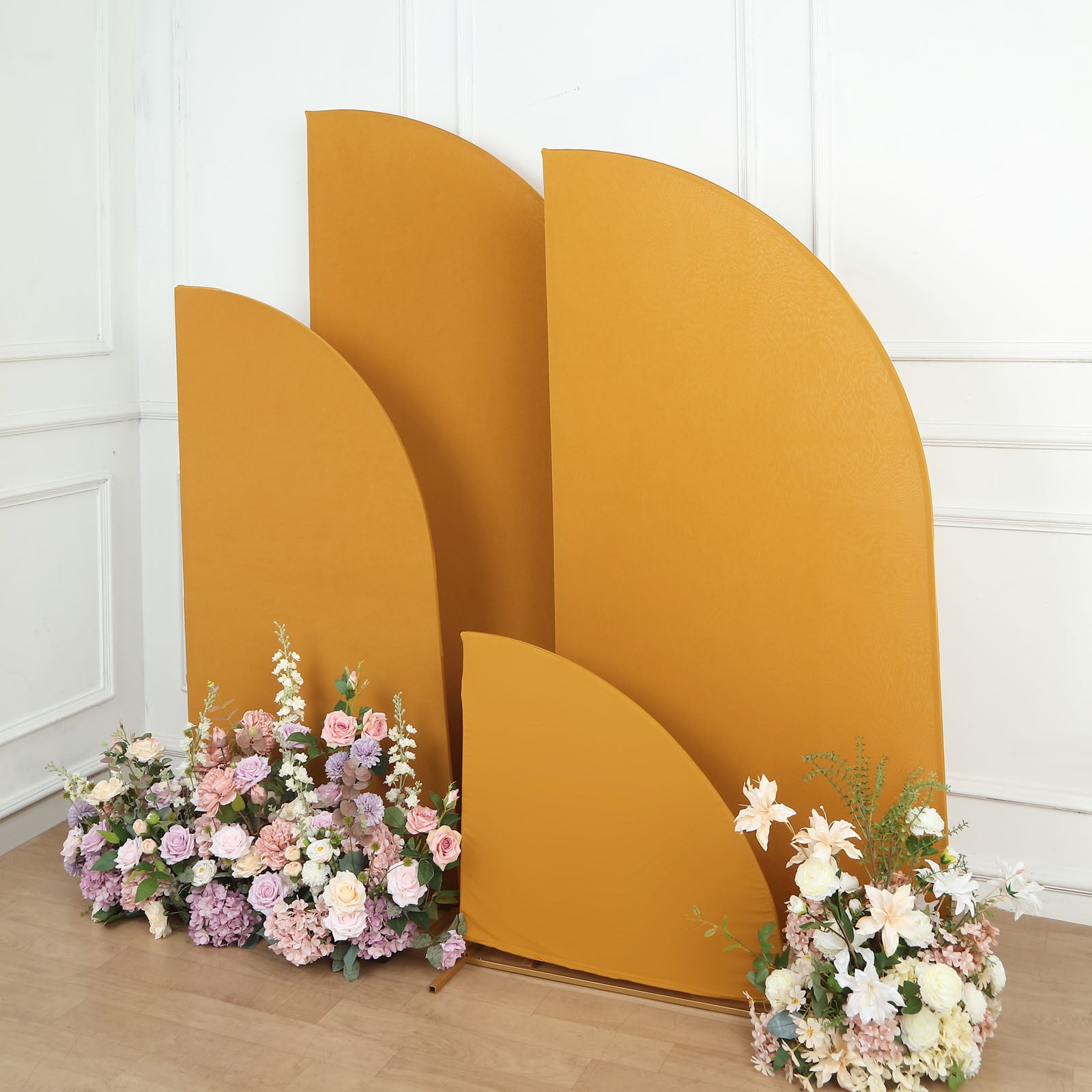 Efavormart Set of 4 | Matte Gold Fitted Spandex Half Moon Wedding Arch ...