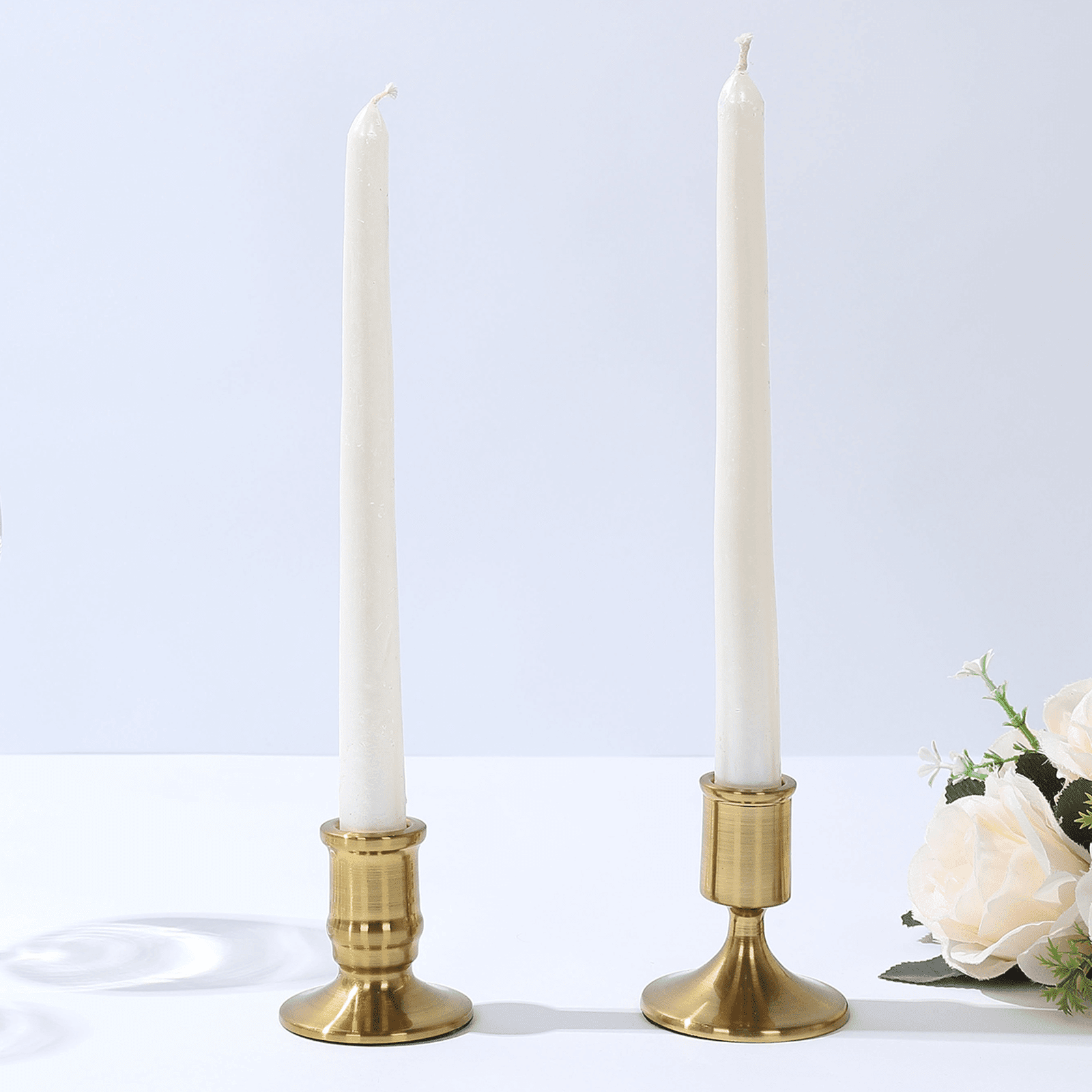 Efavormart Set of 4 Vintage Gold Metal Taper Candle Holders with Sturdy ...