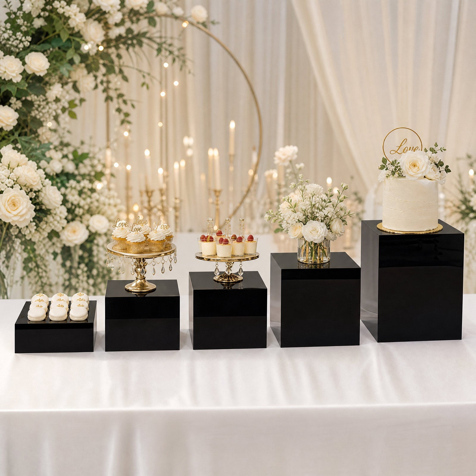 Cc Riser Efavormart Set of 5 Black Acrylic Cake Risers, Square Dessert Display ...