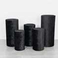 thumbnail image 1 of Efavormart Set of 5 Black Crushed Velvet Cylinder Plinth Display Box Stand Covers, Premium Pedestal Pillar Prop Covers, 1 of 5