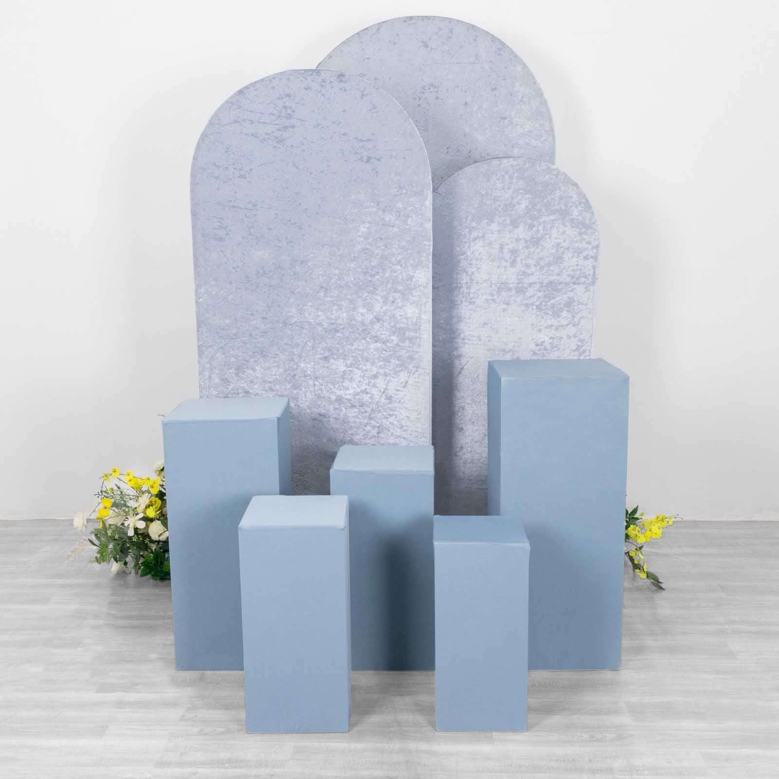 Efavormart Set of 5 Dusty Blue Spandex Rectangular Plinth Display Box ...