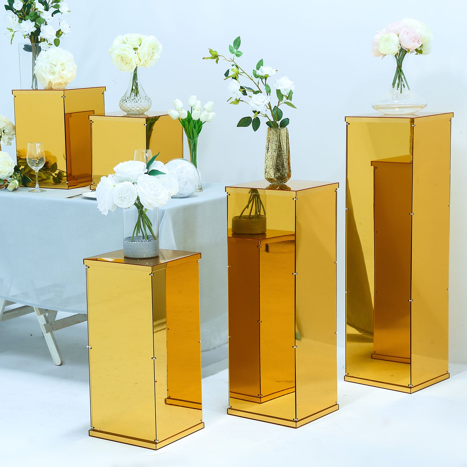 Efavormart Set of 5 Gold Mirror Finish Wedding Decor Ideas Clear ...