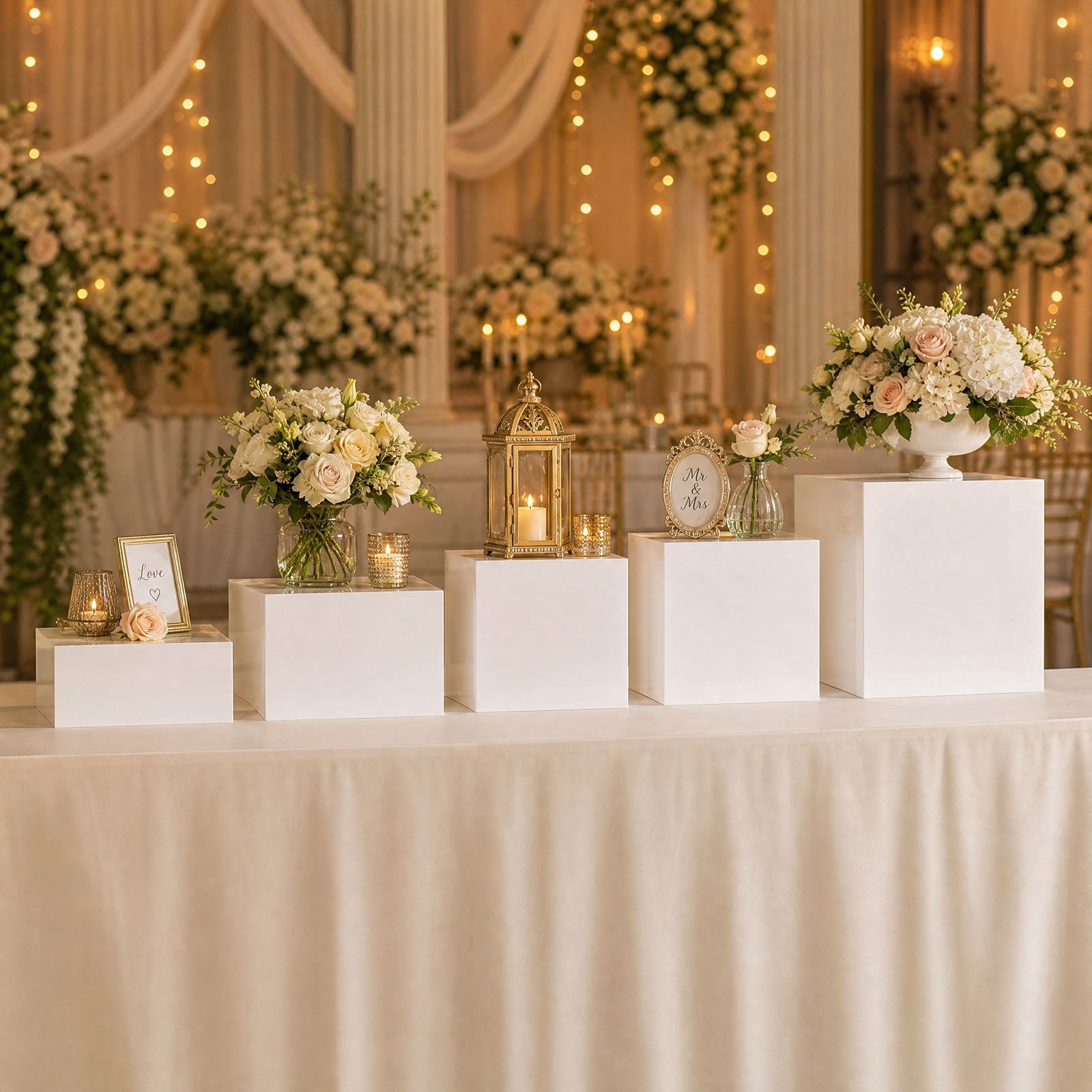 Display Riser Stand Efavormart Set of 5 White Acrylic Cake Risers, Square Dessert Display ...
