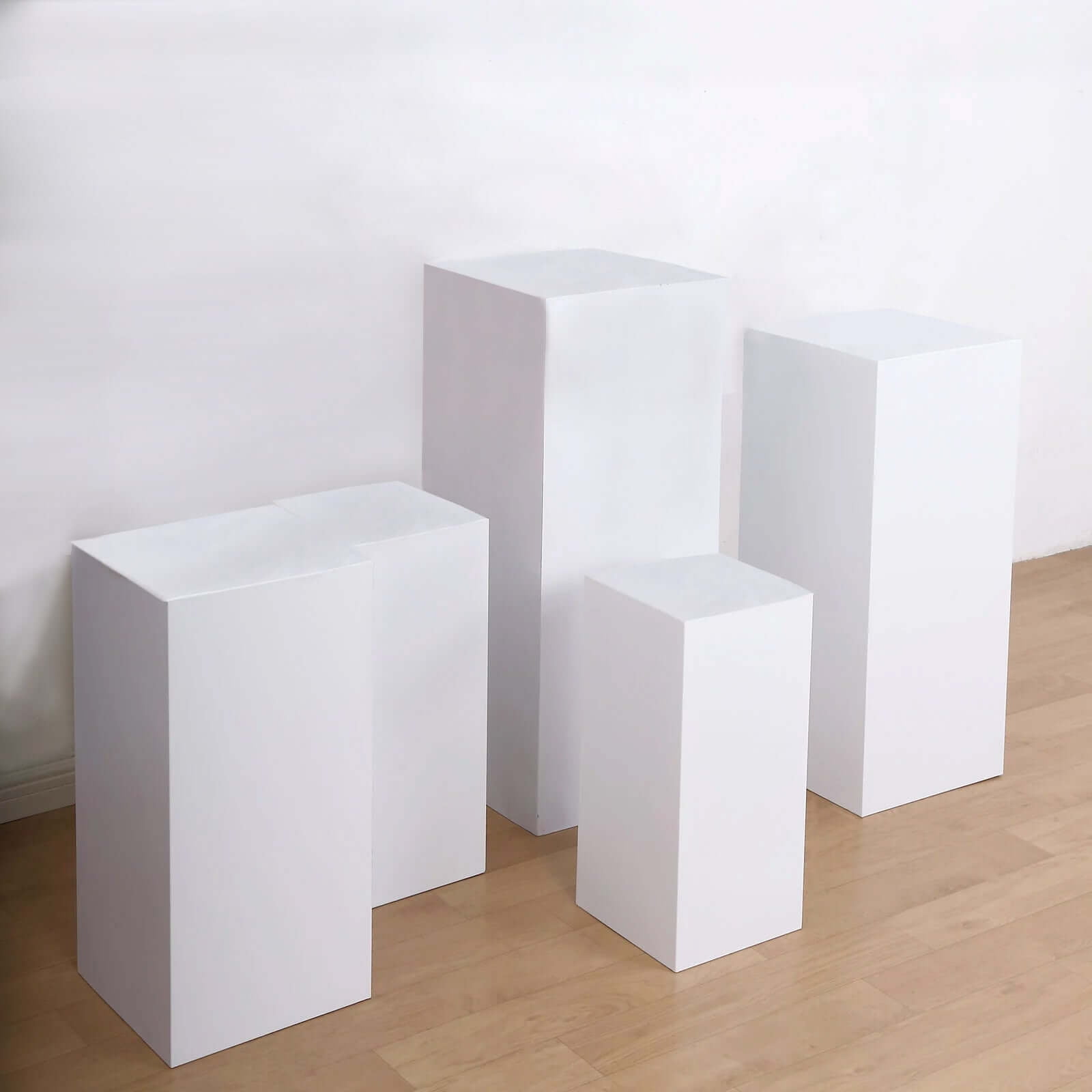 Efavormart Set of 5 White Metal Rectangular Prop Pedestal Stands For ...