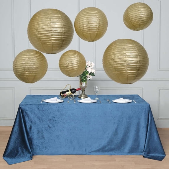 Efavormart Set of 8 Gold Chinese Lanterns Hanging Paper Lanterns With Metal Frame 16"/20"/24"