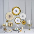 thumbnail image 1 of Efavormart Set of 8 White/Gold Paper Fan Decorations Paper Pinwheels Kit - 4" | 8" | 12" | 16", 1 of 11