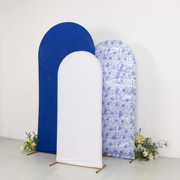 Efavormart Set of Fitted Backdrop Stand Covers with Round Top, French Toile Pattern and Matte Spandex Wedding Arch Frame Covers