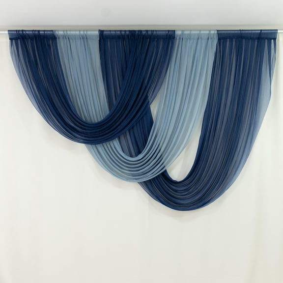 Efavormart Sheer Chiffon Valance Curtain 4FTx4FT – Navy Blue Wedding Arch Voile Drape with Rod Pocket, Backdrop Panel