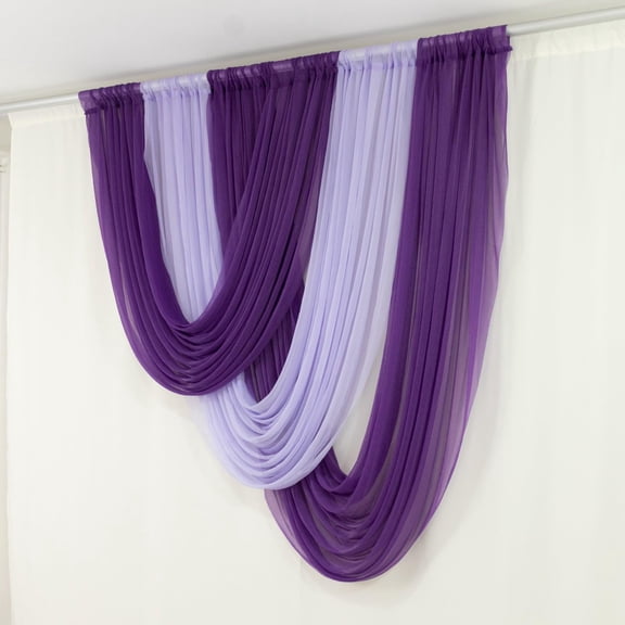 Efavormart Sheer Chiffon Valance Curtain 4FTx6FT – Lavender Lilac Wedding Arch Voile Drape with Rod Pocket, Backdrop Panel