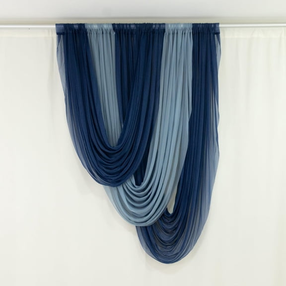 Efavormart Sheer Chiffon Valance Curtain 4FTx6FT – Navy Blue Wedding Arch Voile Drape with Rod Pocket, Backdrop Panel