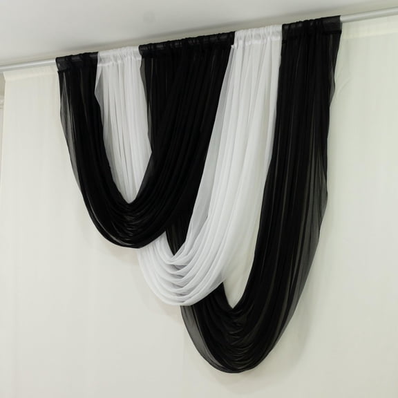 Efavormart Sheer Chiffon Valance Curtain 4FTx6FT – White Wedding Arch Voile Drape with Rod Pocket, Backdrop Panel