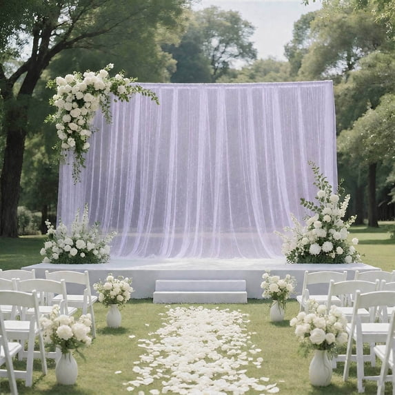 Efavormart Sheer Wedding Arch Drape 10FTx10FT Lavender Lilac – Backdrop Curtain Panel with Rod Pocket