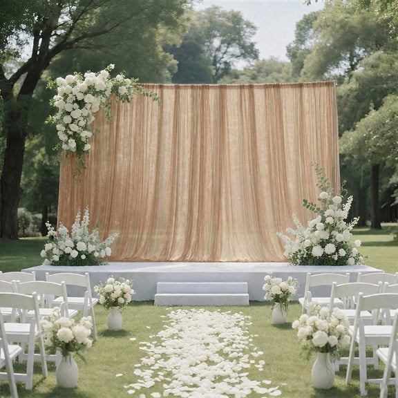 Efavormart Sheer Wedding Arch Drape 10FTx10FT Taupe – Backdrop Curtain Panel with Rod Pocket