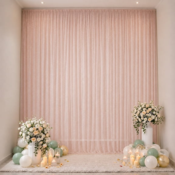 Efavormart Sheer Wedding Arch Drape 10FTx14FT Blush – Backdrop Curtain Panel with Rod Pocket