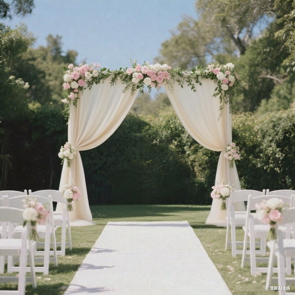 Efavormart Sheer Wedding Arch Drape 5ft × 10ft Beige – Backdrop Curtain Panel with Rod Pocket