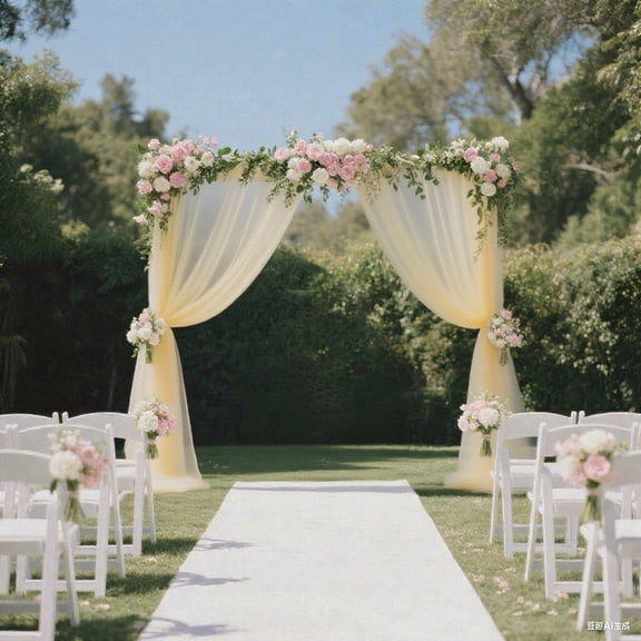 Efavormart Sheer Wedding Arch Drape 5ft × 10ft Champagne – Backdrop Curtain Panel with Rod Pocket