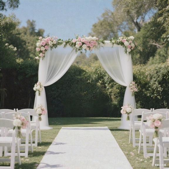 Efavormart Sheer Wedding Arch Drape 5ft × 10ft Ivory – Backdrop Curtain Panel with Rod Pocket