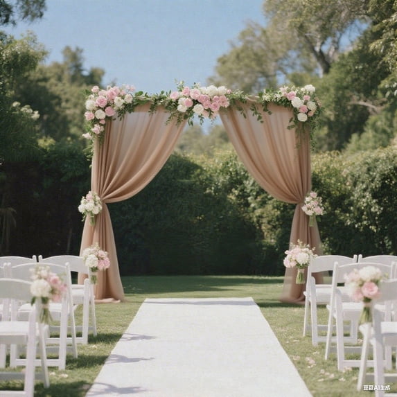 Efavormart Sheer Wedding Arch Drape 5ft × 10ft Taupe – Backdrop Curtain Panel with Rod Pocket