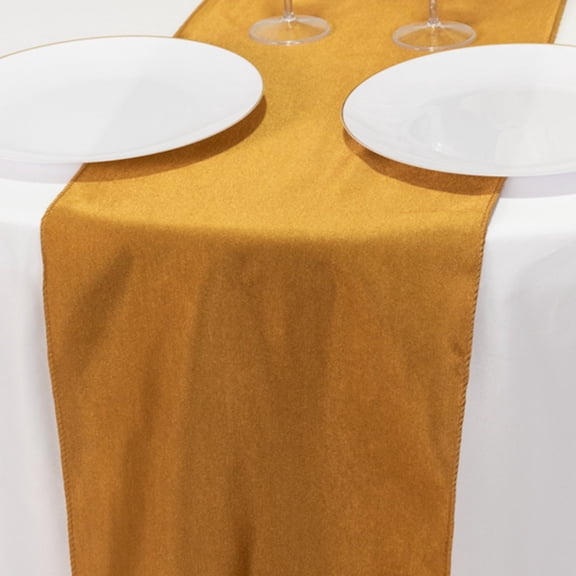 Efavormart Shimmer Gold Premium Scuba Polyester Table Runner, Wrinkle Free Table Linen - 12"x108"