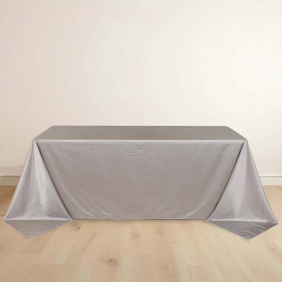Efavormart Shimmer Silver Premium Scuba Rectangle Tablecloth, Wrinkle Free Seamless Polyester Tablecloth - 90"x132" for 6 Foot Table With Floor-Length Drop
