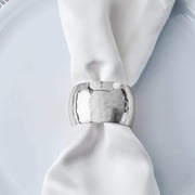Efavormart Shiny Silver Plated Hammered Curved Napkin Rings - 4/pk