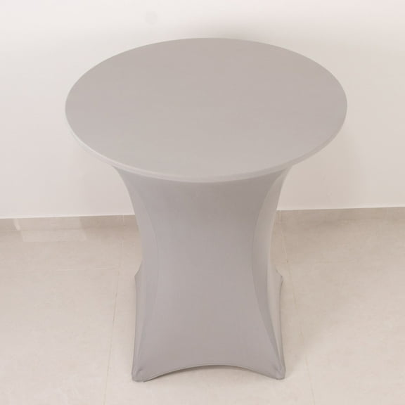 Efavormart Silver Highboy Spandex Cocktail Table Cover, Fitted Stretch Tablecloth for 33"-36" Dia High Top Tables