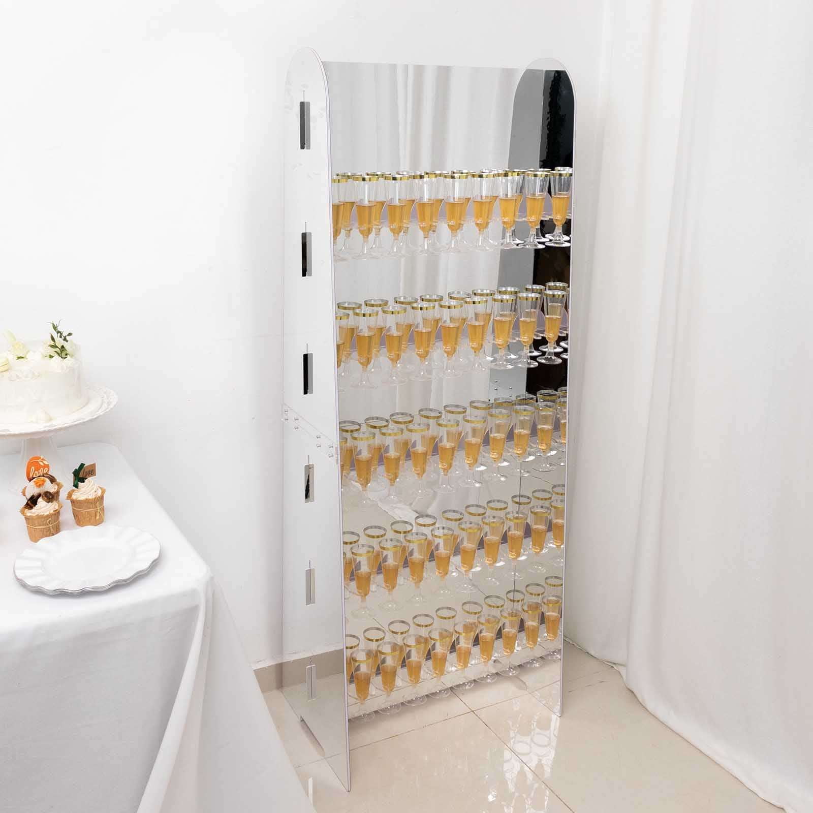 Efavormart 5-Tier Silver Acrylic Champagne Wall Glass Holder – 5ft ...