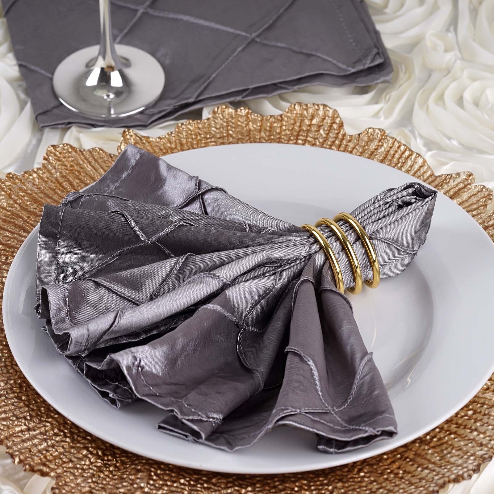 Efavormart Silver Pack of 25 Premium Washable Pintuck Napkins Great for
