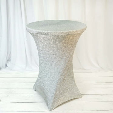 Efavormart Silver Wholesale Stretchy Spandex Tablecover Glitz Tablecloth For Cocktail Table Wedding Party Bar Restaurant Tablecloth