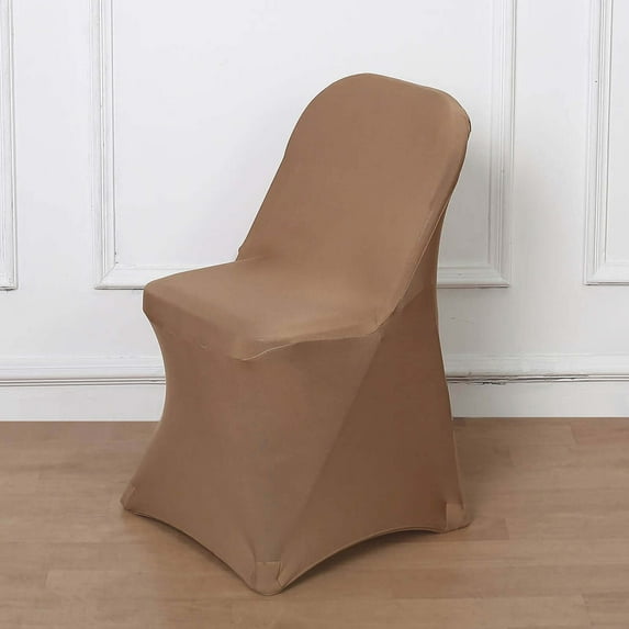 Efavormart Stretchy Spandex Fitted Folding Chair Cover Dinning Event Slipcover For Wedding Party Banquet Catering - Taupe