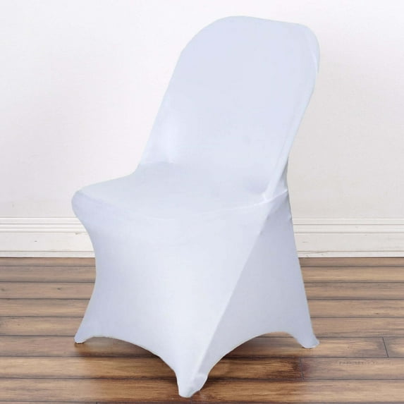 Efavormart White Premium Spandex Stretch Folding Chair Cover, Fitted Folding Chair Cover