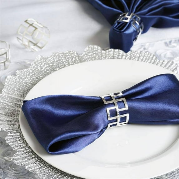 Efavormart Striking Silver Plated Aluminum Napkin Rings for Place Settings Wedding Receptions Dinner or Holiday Parties - 4/pk