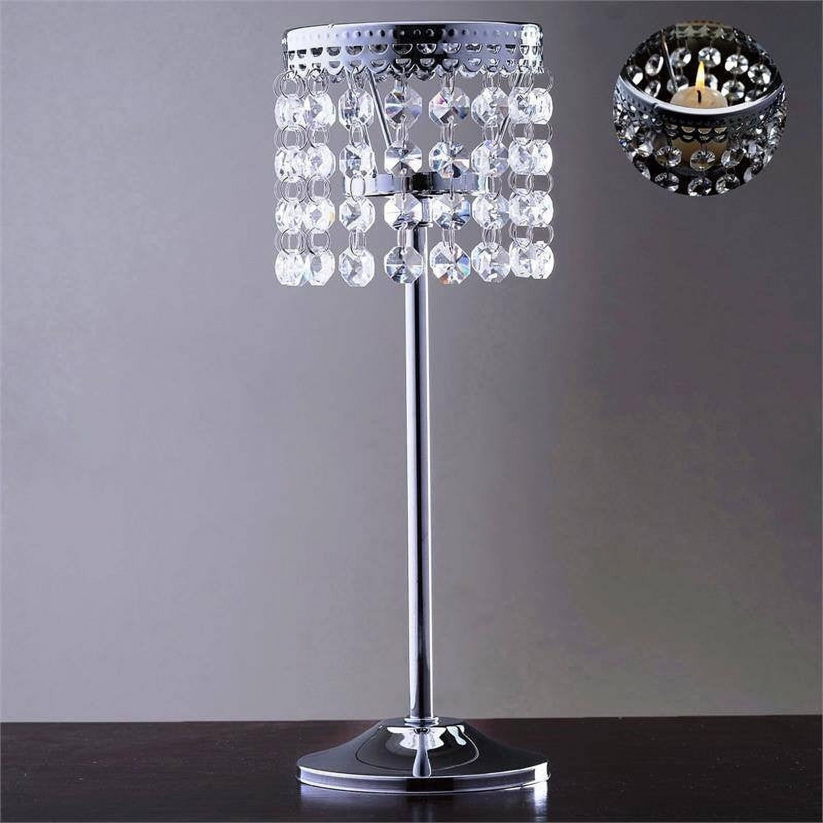 Efavormart Stunning  Metal Votive Tealight Crystal Candle Holder Wedding Dining Room Coffee Table Decorative Centerpiece - 11.5"