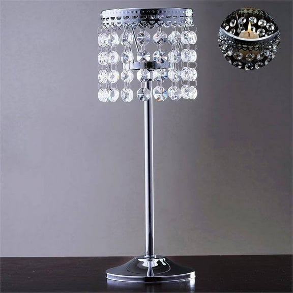 Efavormart Stunning  Metal Votive Tealight Crystal Candle Holder Wedding Dining Room Coffee Table Decorative Centerpiece - 11.5"