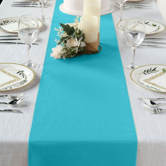Efavormart TURQUOISE Premium Polyester Table Top Runner For Weddings Birthday Party Banquets Decor Fit Rectangle and Round Table