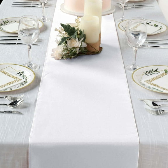 Efavormart WHITE Premium Polyester Table Top Runner For Weddings Birthday Party Banquets Decor Fit Rectangle and Round Table