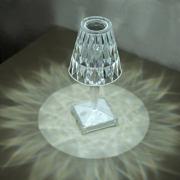 Efavormart Warm White Crystal Diamond Acrylic LED Color Changing Desk Lamp, USB Rechargeable Night Light, Decorative Light, Touch Operated - 10" Tall