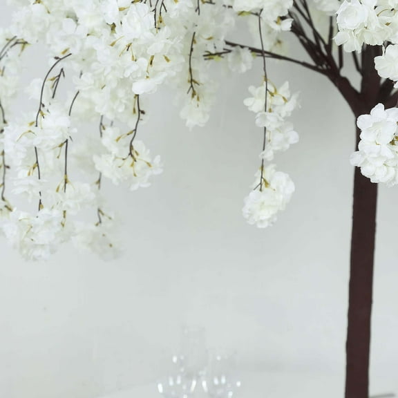 Efavormart White Artificial Cherry Blossom Tree With Detachable Metal Base, Silk Sakura Flowers Wishing Tree Wedding Decor - 5ft