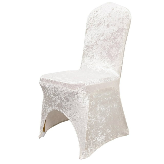 Efavormart White Crushed Velvet Spandex Stretch Banquet Chair Cover With Foot Pockets, Fitted ...