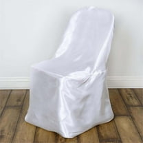 Efavormart White Glossy Satin Folding Chair Covers, Reusable Elegant Chair Covers