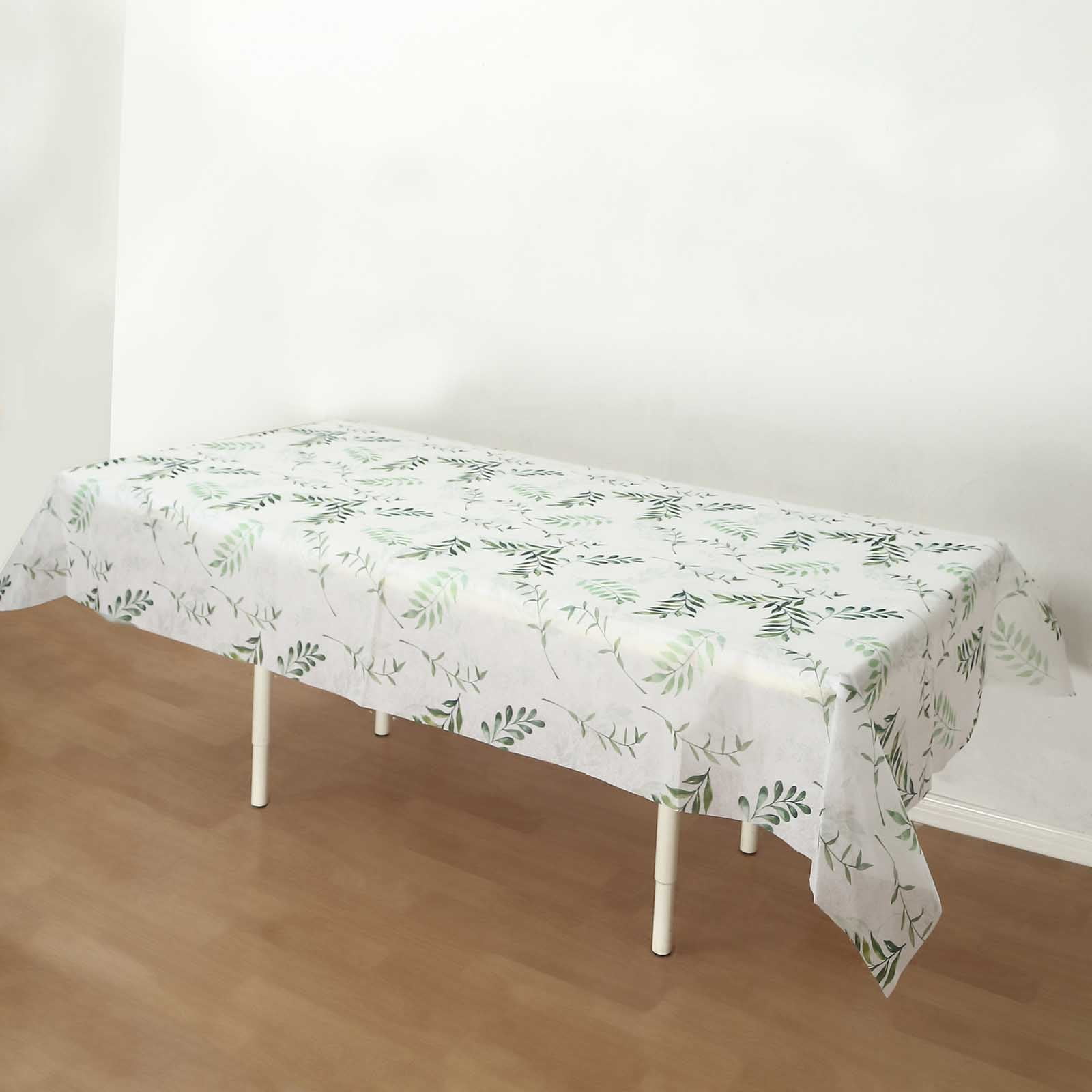 Fresh Green Leaves Spring White Rectangle Tablecloth