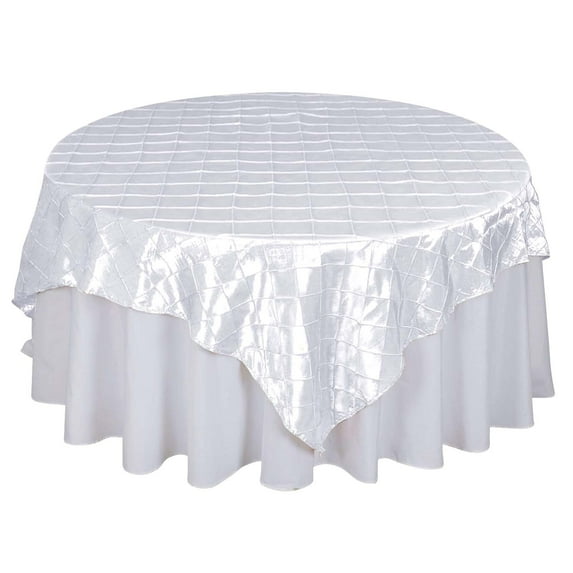 Efavormart White Pintuck Square Tablecloth Overlay 72"x72" Square Tablecloth Cover For Wedding Party Event Banquet