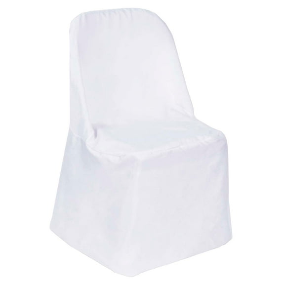 Efavormart White Polyester Folding Round Chair Covers, Reusable or 1x Use Chair Covers