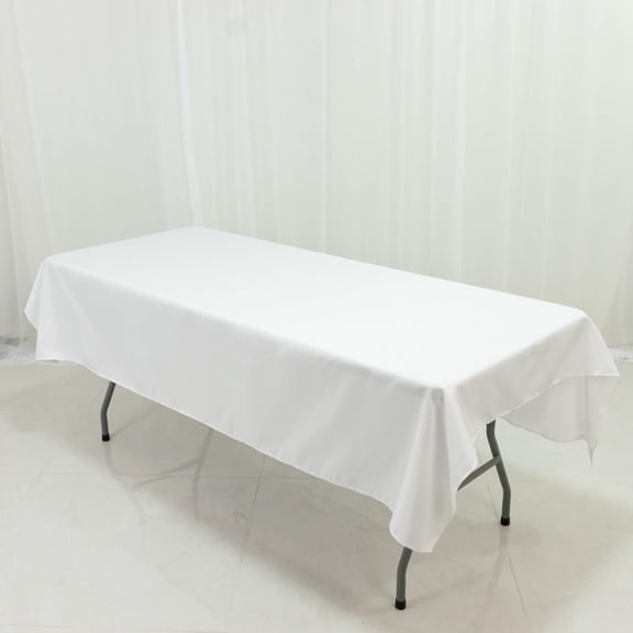 Efavormart White Polyester Rectangle Tablecloth 60"×84" – Wrinkle-Resistant, Durable Party / Event Table Cover