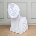 thumbnail image 1 of Efavormart White Chair Covers Spandex Stretch Banquet Wedding Chair Covers W/ Foot Pockets - Easy Use & Machine Washable Ruched Swag Back Slipcovers for Party Outdoor Events, 1 of 11