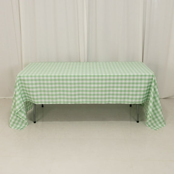 Efavormart White Sage Green Seamless Buffalo Plaid Rectangle Tablecloth, Checkered Polyester Tablecloth 60"x126"