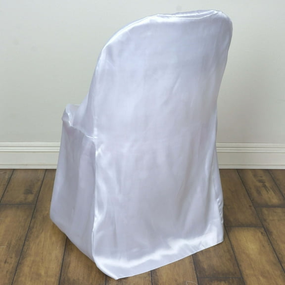 Efavormart White Shinny Satin Folding Chair Covers Dinning Event Slipcover For Wedding Party Banquet Catering