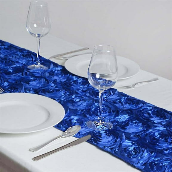 Efavormart Wonderland Rosette Premium Table Runners For Weddings Party Banquets Decor Fit Rectangle and Round Table - Royal Blue