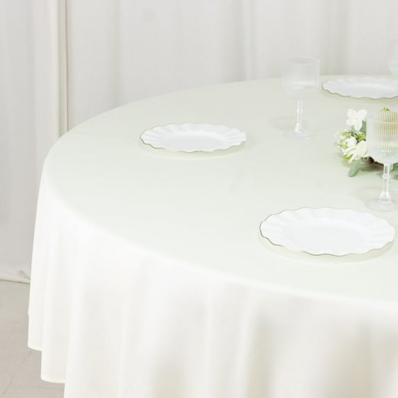 EfavormartFire Retardant 90" Round Scuba Polyester Tablecloth – Ivory, Wrinkle Free, Stain Resistant Table Cover